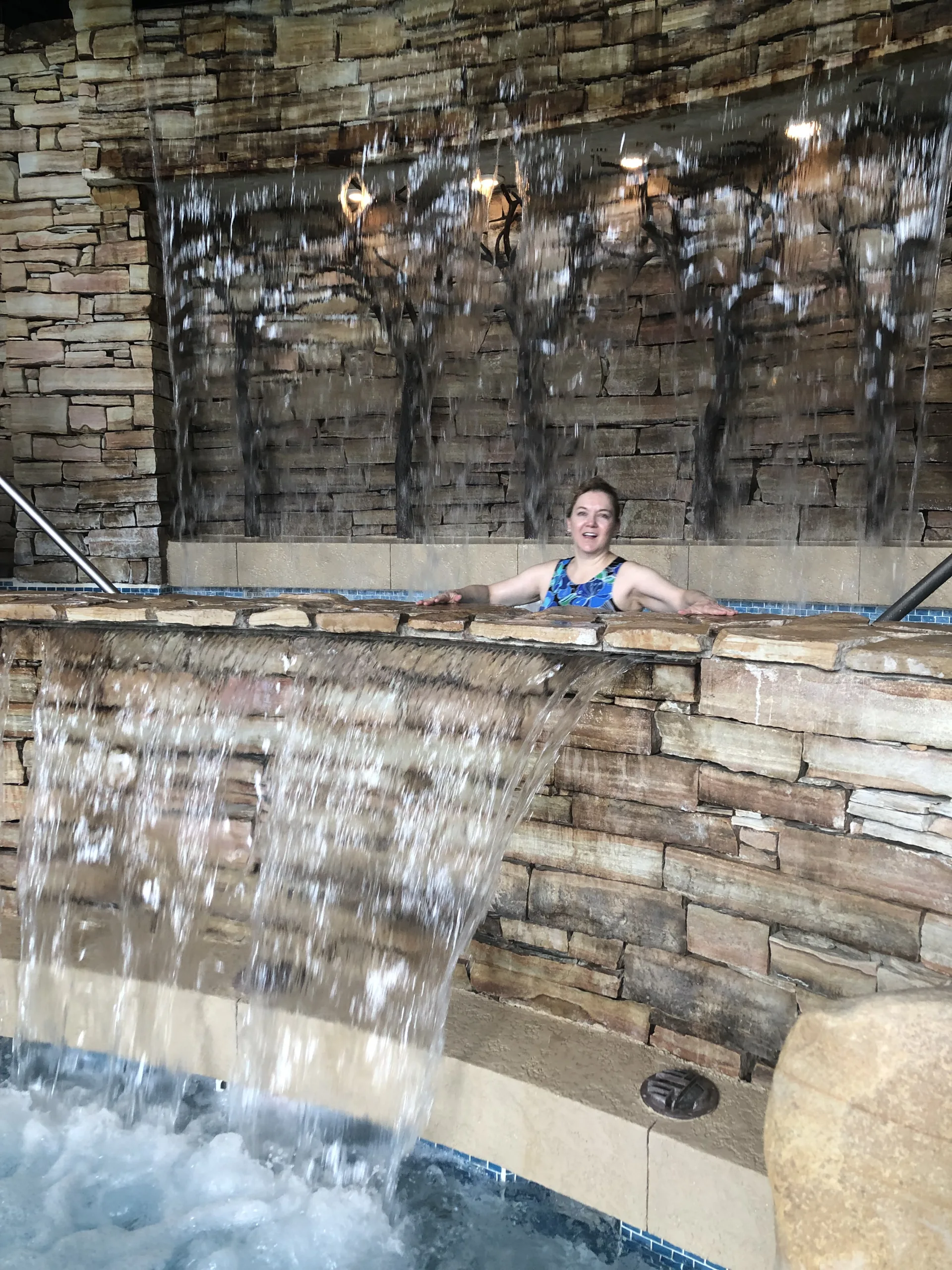 Nancy Monson at Woodloch waterfall